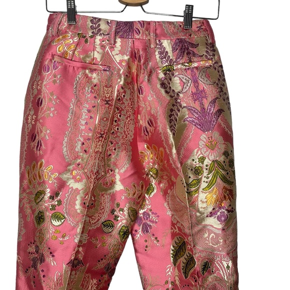 Etro Jacquard Metallic Pleated Ankle-Crop Trousers Pants NEW - Picture 5 of 9